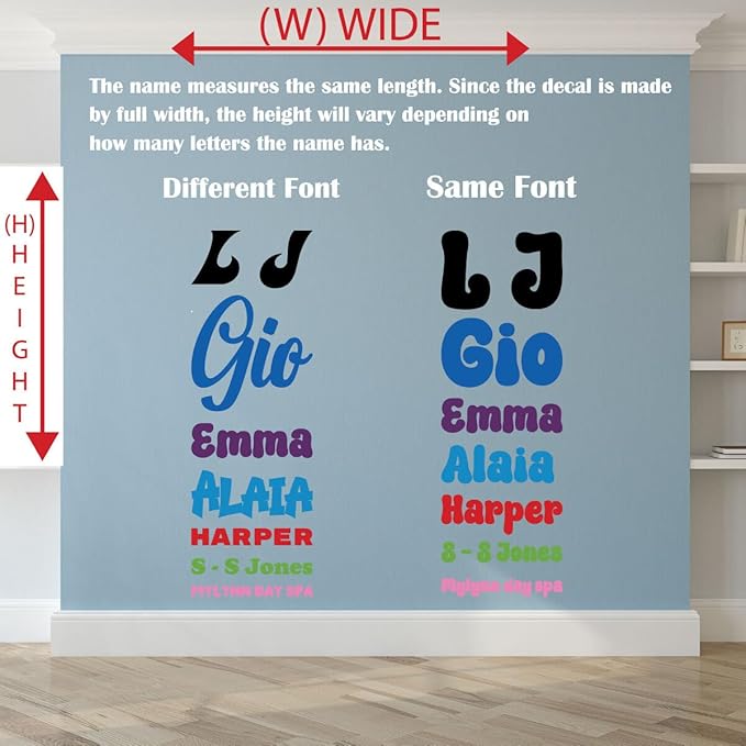 Multiple Font Custom Name Nursery Wall Decal Vinyl Sticker | Home Décor | Custom Kids Room Decal | Bedside Decals | Children’s Room| Car | Laptop