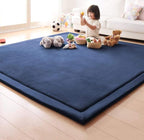 Loartee Coral Velvet Crawling Rugs & Area Rugs (6.0'x 6'8", Dark Blue) for Toddler Play & Yoga Mat