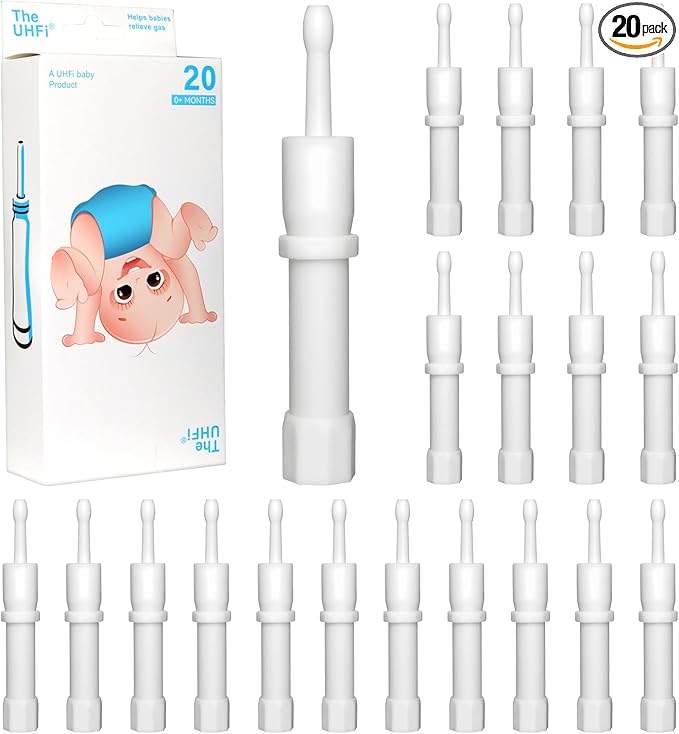 Gas and Colic Reliever for Babies, Baby Gas Colic Relief, Natural Solution for Baby Colic and Gas Relief, 100% Safe & Effective Instant Constipation Relief for Babies, 20 Count (White)