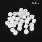 MECCANIXITY 30 Pcs Plastic Gears 12 Teeth Plastic Motor Gear Model 122A Reduction Gear for RC Car Model DIY Robot (White, Module 0.5)