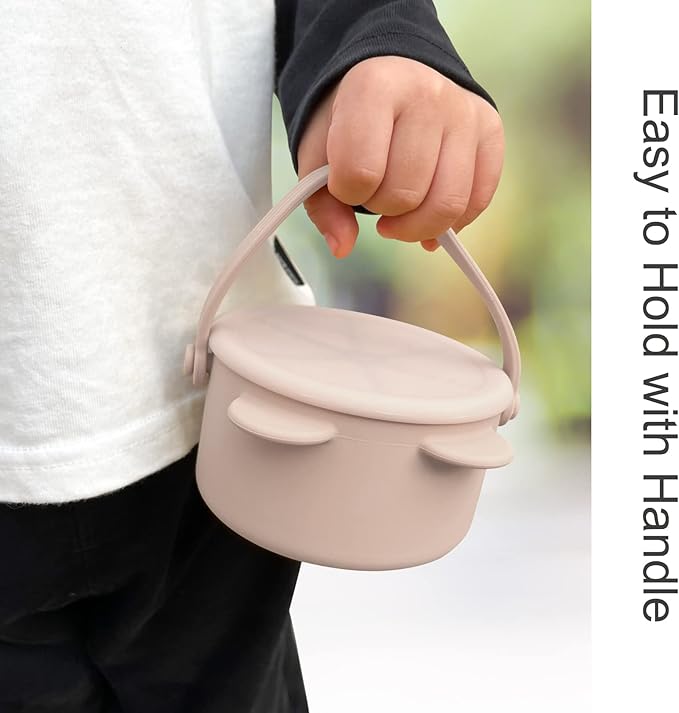 Silicone Snack Cups for Toddlers, Toddler Snack Containers, Baby Treat Catcher with DustProof Lid 2 Pack Dishwasher Safe and BPA Free 9 Oz