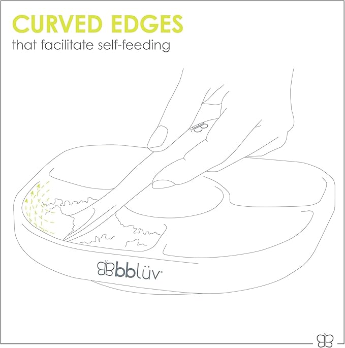 bblüv - Yümi – Food Grade Silicone, BPA-Free, Suction Plate, Microwave & Dishwasher Safe, Anti-Spill Plate & Spoon Set w/Baby Utensils - for Baby & Toddler