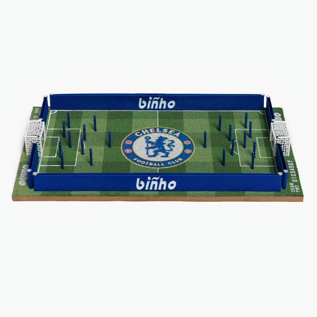 Binho Board Classic Board Game Chelsea Edition - 2-Player Fast-Paced Finger Flicker Pinball Family Board Games - Portable Tabletop Sports Game Set for Any Occasion