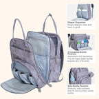 BabbleRoo Diaper Bag Backpack - Baby Essentials, Travel Essentials Baby Bag with Changing Pad, Stroller Straps & Pacifier Case - Unisex, Gray Swirls
