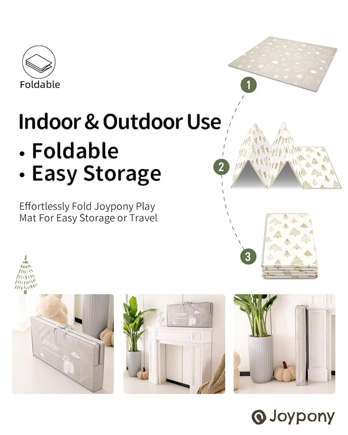 Baby Play Mat, 79" X 71" X 0.6" Extra Large & Thick Reversible Foldable Play Mats for Babies and Toddlers, Anti-Slip Portable Baby Floor Mat for Tummy Time, Baby Mat for Floor with Travel Bag