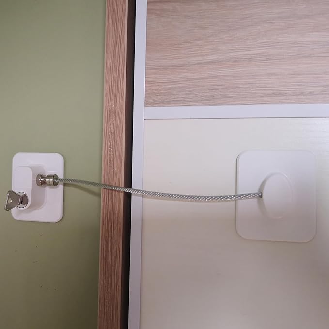 YEYA Refrigerator Lock, Baby Proof Cabinet Locks with Keys, Safety Cabinets Locks for Toddler 4 Pack