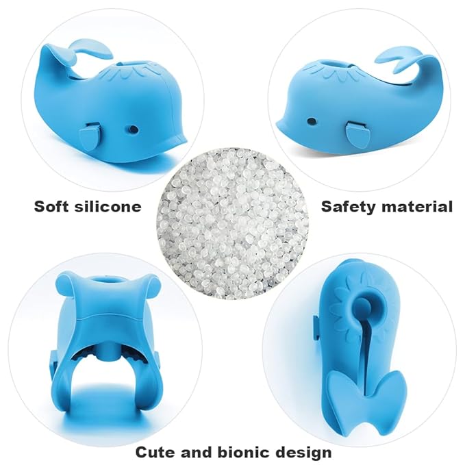 Baby Bathtub Faucet Cover, Faucet Cover Baby Bathtub Spout Cover, Bath Spout Protective Cover, Bathtub Safety Spout Guard, Baby Safety Protection Silicone Kit, Blue Whale Protector