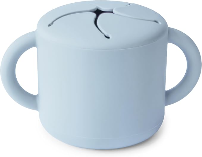 mushie Silicone Snack Cup | Spill Proof Food Container for Toddler and Baby (Powder Blue)
