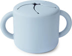 mushie Silicone Snack Cup | Spill Proof Food Container for Toddler and Baby (Powder Blue)