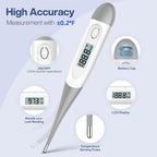 Boncare 10 Seconds Digital Thermometer for Adults and Kids - Accurate & Safe Rectal Thermometer for Baby with Fever Alarm, Oral Thermometer (Gray)