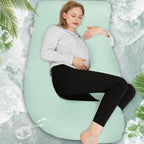 Chilling Home Pregnancy Pillow, Cooling Pregnancy Pillows for Sleeping,Full Body Pillow for Adult,Maternity Pillow for Pregnant Women 63 inch, Pregnancy Must Have with Removable Cover, Mint Green