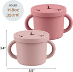 Snack Containers for Toddlers, Kids - 2 Pack Food Grade Silicone Snack Cups with Grip Handle (Blush/Mauve)