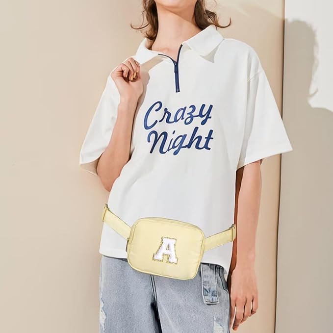 YOOLIFE Gifts for Girls - Crossbody Bag for Kids, Personalized Communion & Birthday Gifts, Khaki Initial Belt Bag