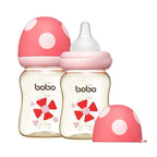 YOHKOH PPSU Baby Bottle Wide Neck, Newborn Anti-Colic Baby Bottle with Natural Response Nipple, Streamlined Body, Easy to Clean (5.4oz (Pack of 2), Red)