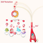 Mini Tudou Baby Musical Mobile Crib Toys with Projector and Light, Timing Function, Remote Control Baby Cot Mobile with Take Along Music Box and Rattles, Present for Newborn Babies Boys Girls