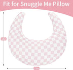 SWESEN Muslin Nursing Pillow Cover, Soft Removable Cover for Breastfeeding Pillows, Pillow Slipcover for Baby Boys and Girls, Comfortable & Breathable, Pink Plaid, Washable (Only Cover)