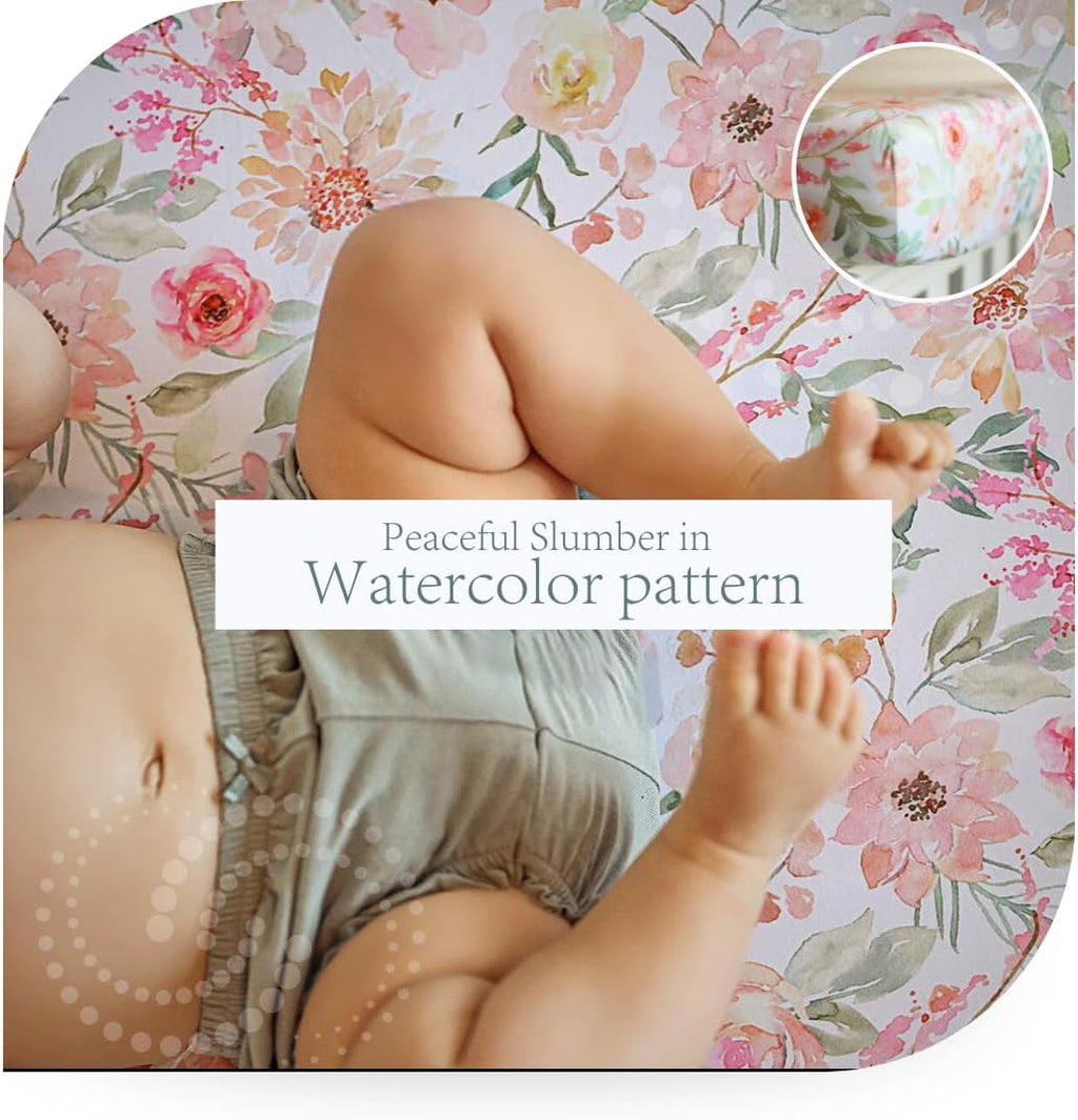 Baby Girls Crib Sheets | 2 Pack Floral Ultra-Soft Bedding for Crib Mattress and Toddler Beds |Blended Cotton Fitted Crib Sheet for Baby Girls Comfort and Elegance by Max&So