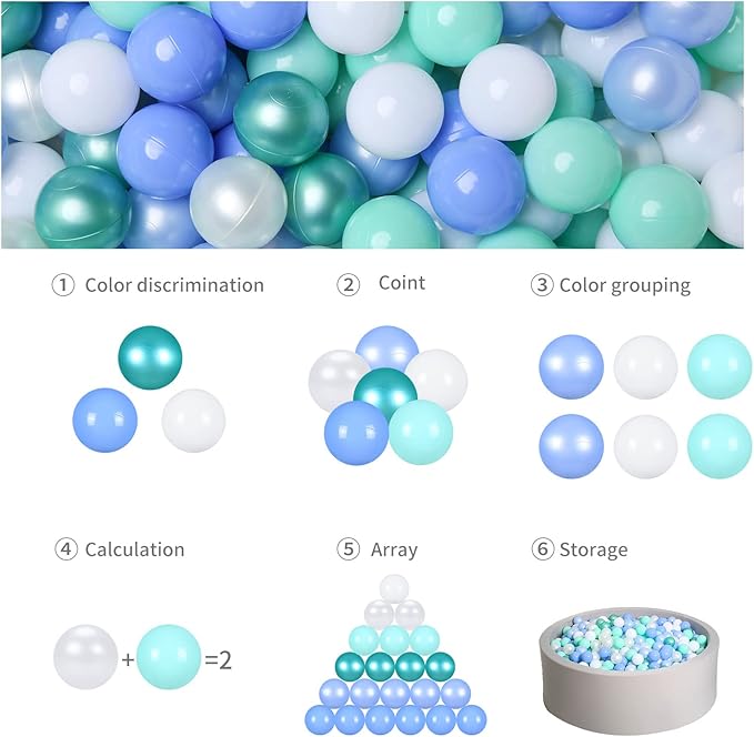 GOGOSO Ball Pits Balls for Toddlers Pack of 50 100 200 Plastics Shape Ball Non-Phthalate Non-BPA Non-Toxic 2.2-Inch Crush Proof Play Balls