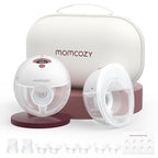 Momcozy M5 Hands-Free Wearable Breast Pump, Double-Sealed Flange for Baby-Like Comfort, 3 Modes & 9 Suction Levels, Portable Electric Pump – 24mm, 2-Pack Cozy Red