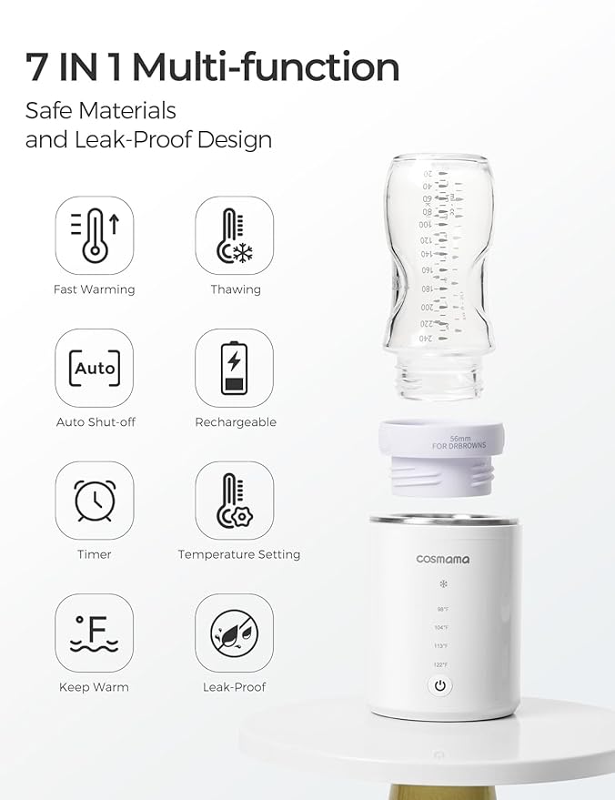 Portable Bottle Warmer for Travel, Comes with A Feeding Bottle,Warmer with Fast Heating, Safety Material Baby Bottle Warmer, Rechargeable Bottle Warmer for Breastmilk