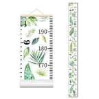 Green Plants Growth Chart for Kids Baby Height Chart Ruler Removable Canvas Wooden Frame Hanging Wall Rulers Measurement Charts for Toddler Room Nursery Decor - 79"X7.9" with Beige Wood