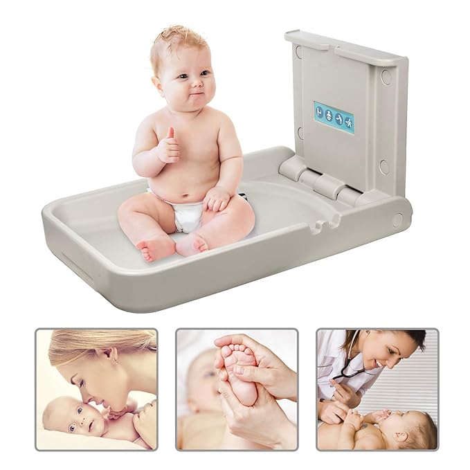 Baby Changing Diaper Station Wall-Mount: Vertical Baby Changing Table, Sturdy & Durable- with Safety Straps for Commercial Restrooms