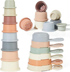 Baby Bath Toys for Kids Ages 1-3, 14 PCS Mold Free Bath Toys for Toddler with Stacking Cups & Bath Spoons, Bathtub Water Toys for Babies 6-12 Months Early Learning Educational Gifts