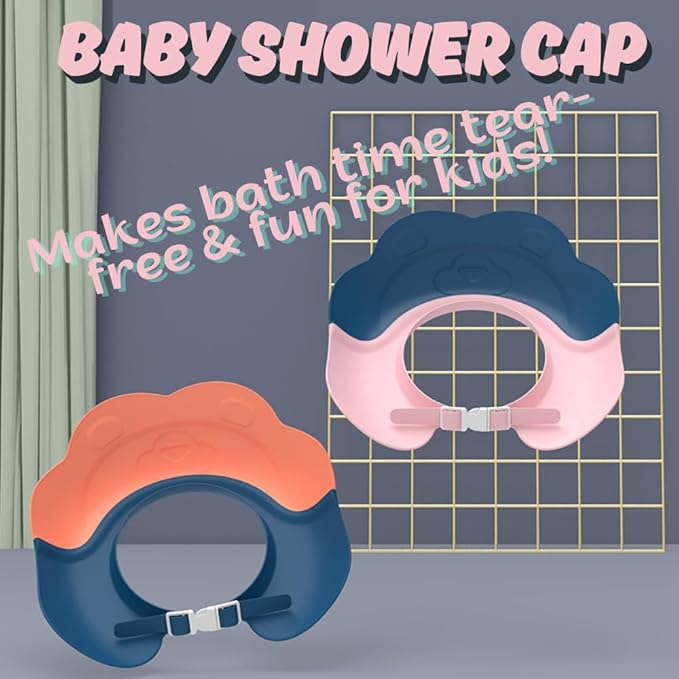 Baby Shower Cap - Waterproof Bath Visor for Toddlers 1-3 Years, Extra Soft Silicone Hair Washing Hat for Kids, Keep Water Out of Eyes(Animal Design) (orange)