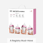 Comotomo Baby Bottle Bundle, Pink, (7 Piece Set)