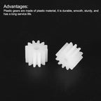 MECCANIXITY 30 Pcs Plastic Gears 12 Teeth Plastic Motor Gear Model 122A Reduction Gear for RC Car Model DIY Robot (White, Module 0.5)