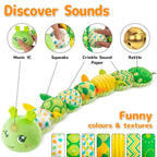 Sumobaby Infant Baby Musical Multi-Sensory Caterpillar, Stuffed Animal Activity Soft Toys, for Tummy Time Newborn 0-3-6-12 Months Boy and Girls,Green