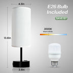 KPQ Small Bedside Lamp Touch Control Table Lamp with USB A+C Charging Ports & AC Outlet 3-Way Dimmable Nightstand Lamp with Linen Fabric Shade for Bedroom Living Room