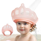 Baby Shower Cap Shield for Kids Visor Hat for Eye and Ear Protection Adjustable for 0-9 Years Old Children Cute Crown Shape Makes Baby Bath More Fun