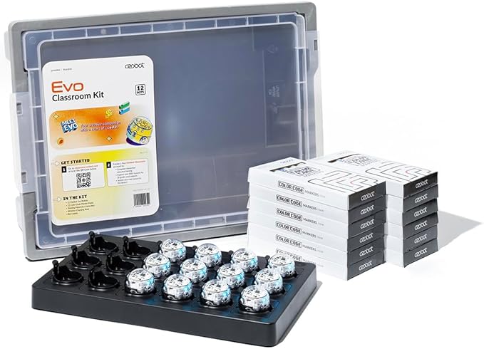 Evo Classroom Kit (12 Bots): Interactive Coding Robot, Kids Ages 5+, Includes 12 Evo Robots, Color Code Markers, Charging Cradle, Bot Stickers, Access to 700+ STEAM Lessons, Educators & Parents