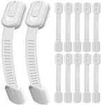 Cabinet Locks Baby Proofing No Drill, Door Locks for Kids Safety, Baby Safety Products Adjustable Strap Locks for Child & Toddlers, Drawer, Fridge, Oven Lock Child Safety 10 Pack with 3M Adhesives