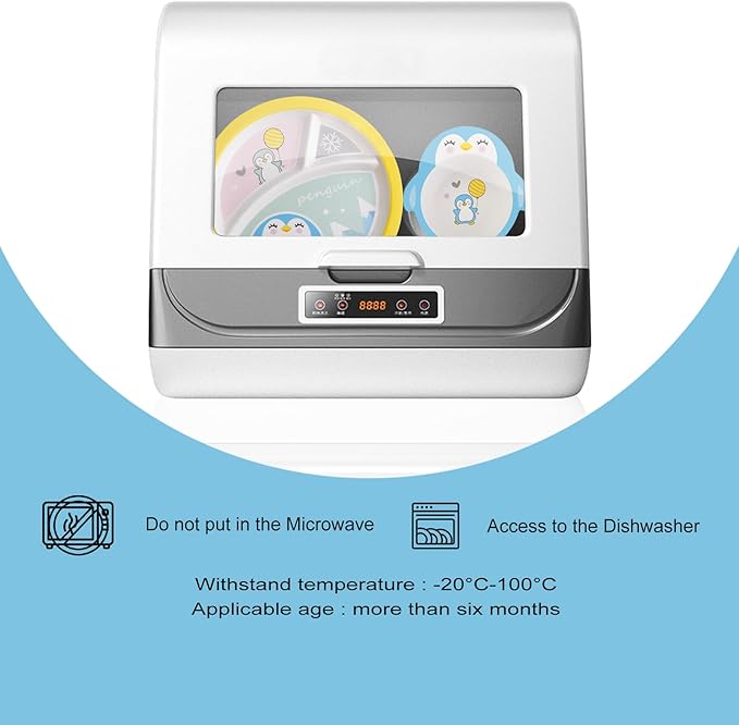 Kids Feeding Set 5 Pcs, Tableware Set for Toddlers Includes Plate Bowl Cup Fork and Spoon Utensil Flatware, Kids Flatware Set Dishwasher Safe, BPA Free (Penguin)