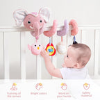 Koty Newborn Car Seat Toys, Stroller Toys for Babyies 0-6 Months,Infant Activity Spiral Plush Toys Hanging - Carseat Stroller Crib with Musical Rattle Toy for Boys Girls 0 3 6 9 Months