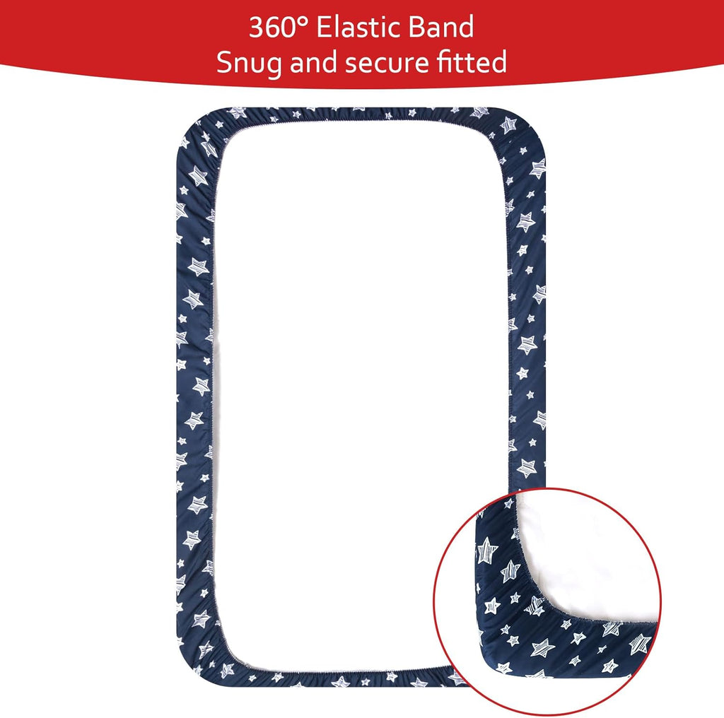 Mini Portable Crib Sheets for Boys (38" X 24") 4 Pack, Compatible with Dream on Me, Delta Porta Crib and Arms Reach Ideal Cosleeper