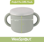 WeeSprout Snack Containers, Food Grade Silicone Cups, Spill-Proof Tops For Toddlers and Babies, Premium Hard Plastic Travel Lids, Dishwasher Safe, Set of 2 Snack Catchers