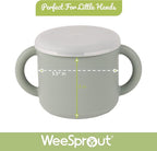 WeeSprout Snack Containers, Food Grade Silicone Cups, Spill-Proof Tops For Toddlers and Babies, Premium Hard Plastic Travel Lids, Dishwasher Safe, Set of 2 Snack Catchers