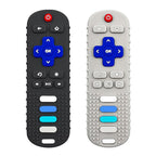 Baby Teething Toys, Food Grade Silicone Teether for Babies 3 6 12 18 Months, TV Remote Shape Toddlers Chew Toys, Freezer BPA Free (Black+Beige)