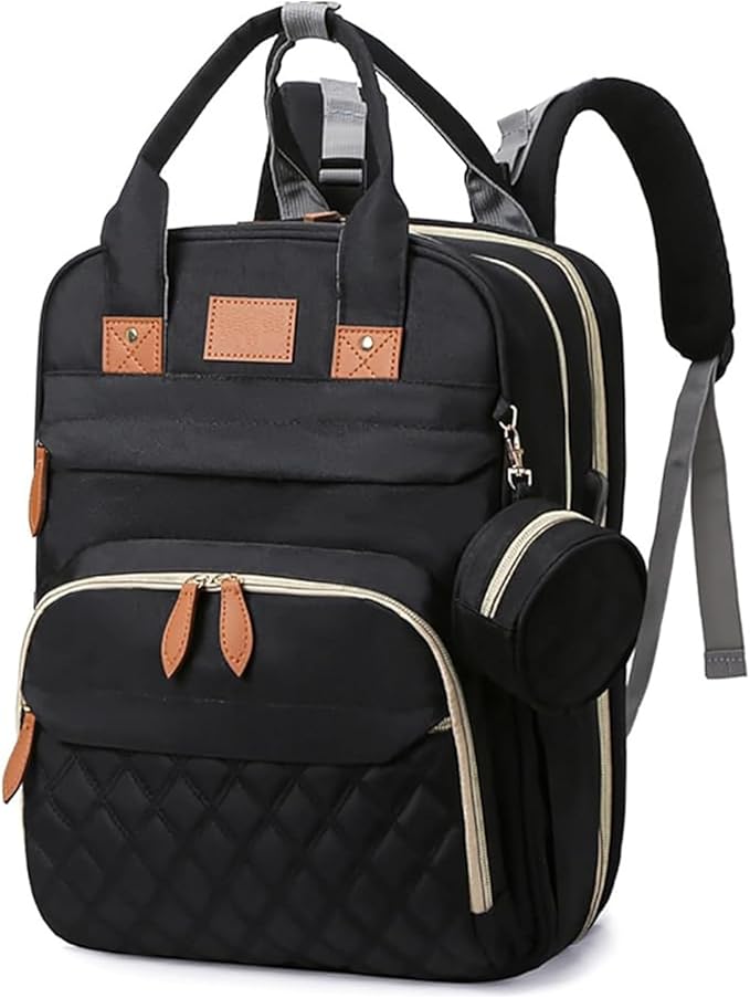 Diaper Bag Backpack – Large Waterproof Baby Bag with USB Charging Port, Changing Pad & Stroller Straps – Stylish, Durable & Hands-Free Travel Organizer for Moms & Dads (Black)