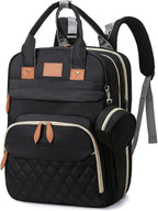 Diaper Bag Backpack – Large Waterproof Baby Bag with USB Charging Port, Changing Pad & Stroller Straps – Stylish, Durable & Hands-Free Travel Organizer for Moms & Dads (Black)