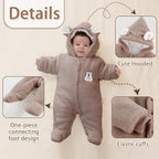 XIFAMNIY Newborn Fleece Footie Jumpsuit Hooded Warm Thicken Winter Outwear Snowsuit for Baby Girls and Boys