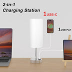 Bedside Table Lamps for Bedroom Set of 2 - Touch Lamp for Nightstand with USB-A+C Charging Ports - 3 Way Dimmable Small Desk Lamp White for Office, Dorm Room, Living Room, Reading, Nursery