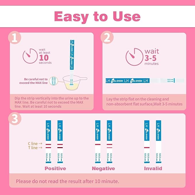 100 Count Ovulation Test Strips with Cups, Bulk Ovulation Test Strips for Women, Ovulation Predictor Kit, Accurate Fertility Tests for Home, Individually Wrapped 5mm LH