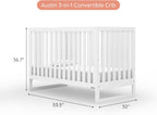 dadada Austin 3-in-1 Convertible Crib to Toddler Bed & Daybed - Made in Italy, GREENGUARD Gold Certified, Baby-Safe Finish, Sustainable Beech Wood, Modern Design, 3 Adjustable Heights (White)