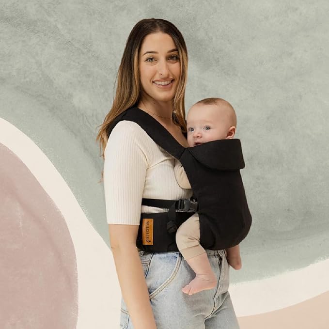 WildBird - Aerial Carrier - 7 to 45 lbs - for Moms, Dads & Caregivers - 100% Natural European Linen Fibers - Versatile & Adjustable - Small Size - Raven Fabric