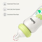 YOHKOH Natural Glass Baby Bottle with Natural Response Nipple, Newborn Anti-Colic Baby Bottles, Wide Neck Mushroom Cap Baby Bottle, Clear (Multicolour1, (5.4oz (Pack of 2))