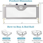 BABY JOY Bed Rail for Toddlers, 57’’ Extra Long, Height Adjustable & Folding Baby Bed Rail Guard w/Breathable Mesh & Double Safety Child Lock for Kids Twin Double Full Size Queen King Mattress (Gray)